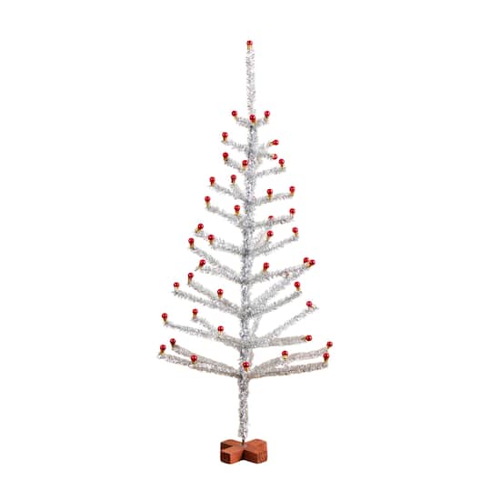 4ft. Unlit Retro Silver Tinsel Artificial Christmas Tree